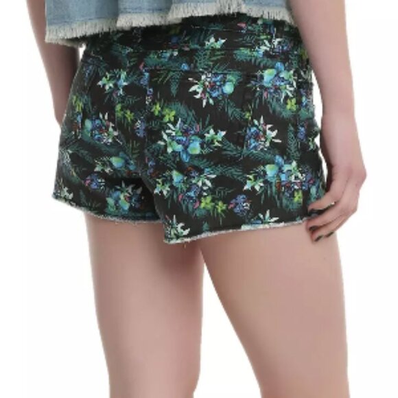 Disney Lilo & Stitch Tropical Print Raw Hem Shorts, Black Print, Size 3 - Picture 2 of 12